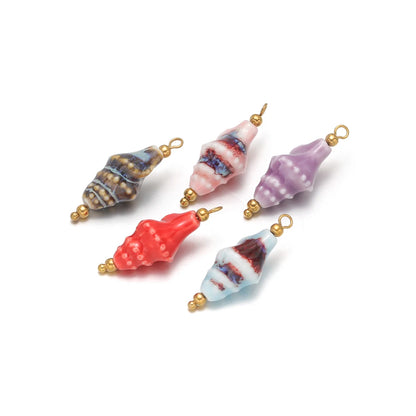 2mm Hole Ceramic Sea Snail Spacer Beads Glazed Porcelain Shell Beads for Jewelry Making DIY Bracelet Accessories Wholesale