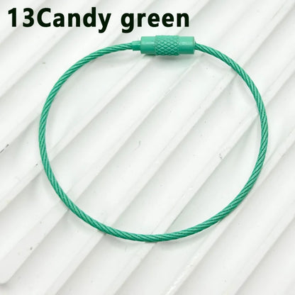 100pcs Solid Color Spray Painted Beadable Classic Gift Keychain Ring Rotatable Screw Wire Rope DIY Bag Jewelry Accessories