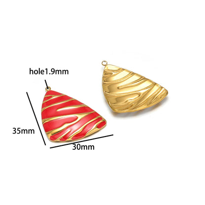 New Fashion 18k Gold Plated Stainless Steel Enamel Irregular Stripe Triangle Charm Pendant for Handmade Necklace Jewelry Making