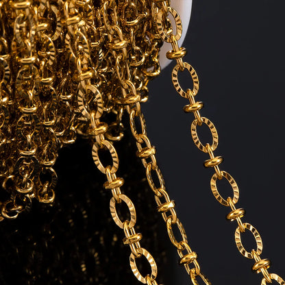 E208 Fashion Silver Gold Plated Chain Waterproof Stainless Steel Roller Link Chains for Jewelry Custom Diy