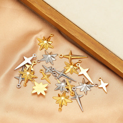 Popular Design 18k Gold Plated Stainless Steel Cross Star Charm Pendant for Women Jewelry Making Accessories