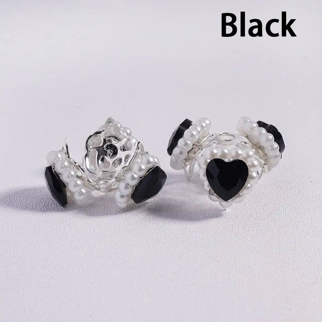 Handcrafted Silver Bead Caps Metal Bead Cages with Heart Pearl Chains for DIY Bracelet Charm Projects