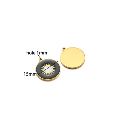 European American Style Stainless Steel Gold Plated Enamel Heart Eye Butterfly Charm Pendant for Jewelry Necklace Making