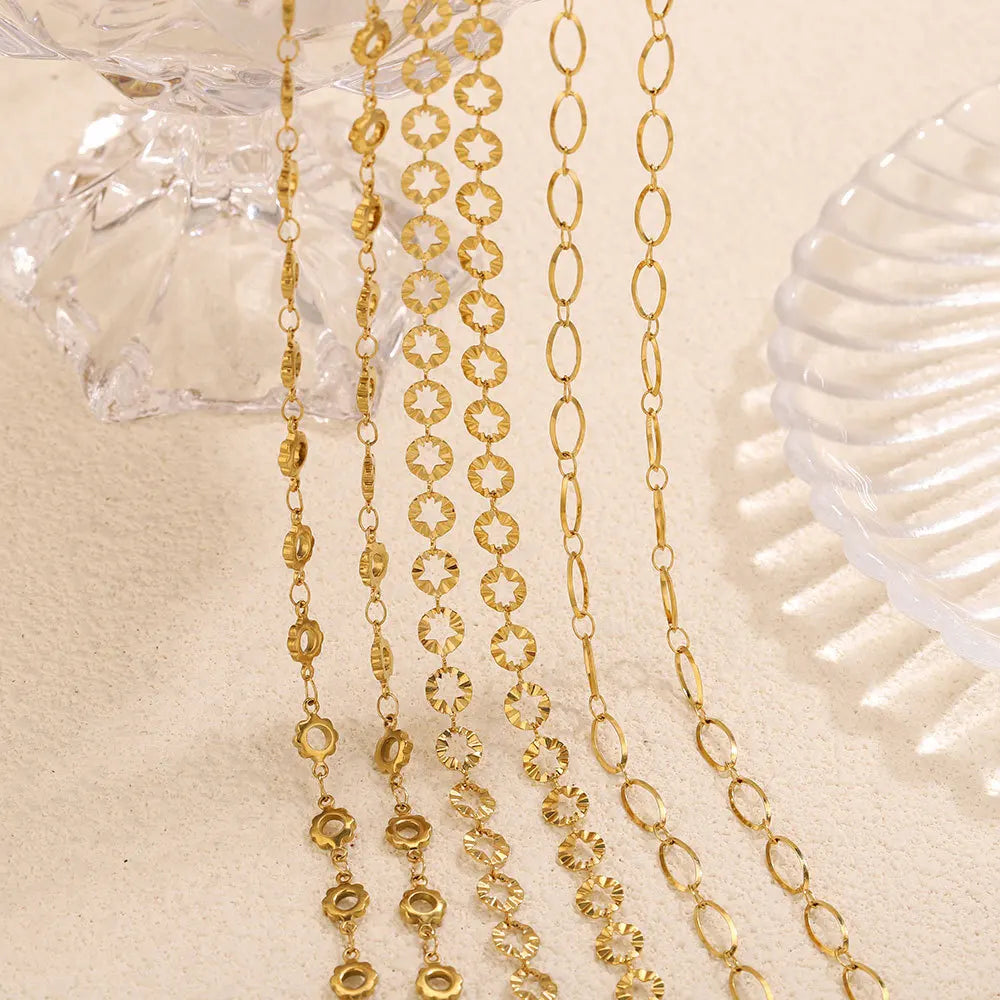 F010 Non Tarnish PVD Gold Plated New Simple Stainless Steel Chain DIY Stacked Jewelry Bracelet Necklace