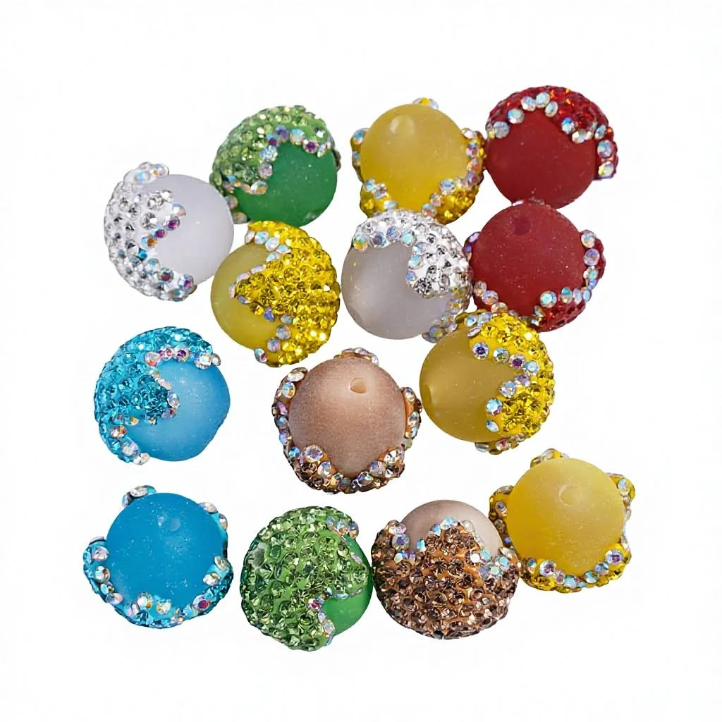 18mm Colorful Pinecone Shape Clay Porcelain Rhinestone Disco Ball Beads for Pen Making Shambhala Round Polymer Bulk
