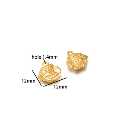 DIY Pendant 18k Gold Plated Stainless Steel Heart Sunflower Turtle Shrimp Fish Charm Pendant for DIY Necklace Jewelry Making