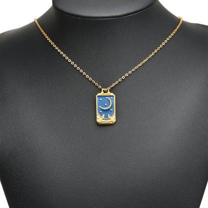 Fashion 18k Gold Plated Stainless Steel Enamel Moon Star Charm Pendant for DIY Handmade Necklace Earrings Jewelry Making