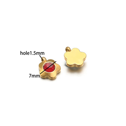 High Quality Stainless Steel 18K Gold Plated 7mm Flower Zircon Charm Pendant for Jewelry Necklace Bracelet Making