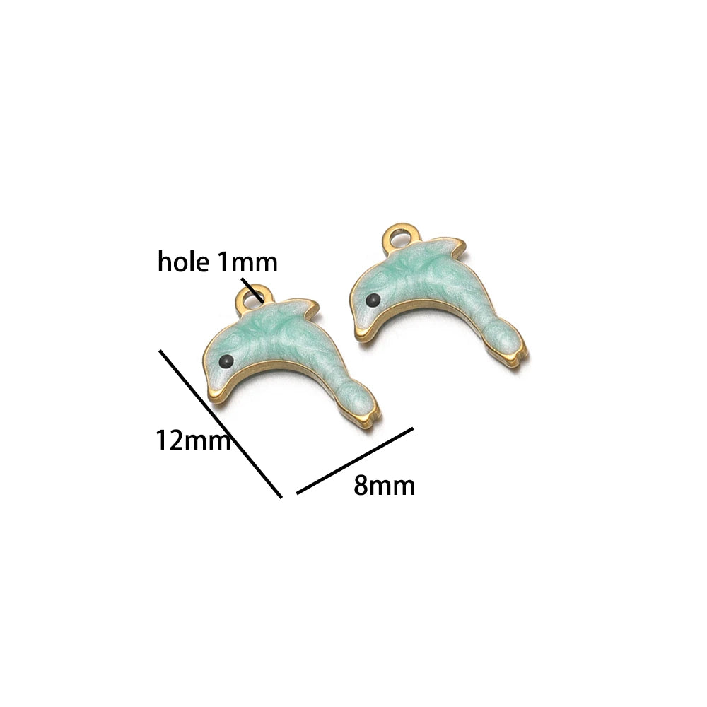 New Arrival 18k Gold Plated Stainless Steel Cartoon Dolphin Shaped Charm Pendant for Necklace Jewelry Making