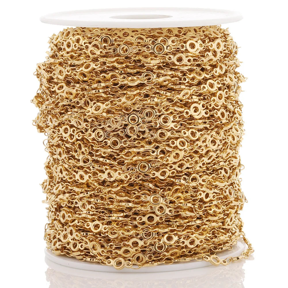 B4889 18k Gold Chain Pvd Stainless Steel Bulk Chain Circle Connectors Chain for Jewelry Diy