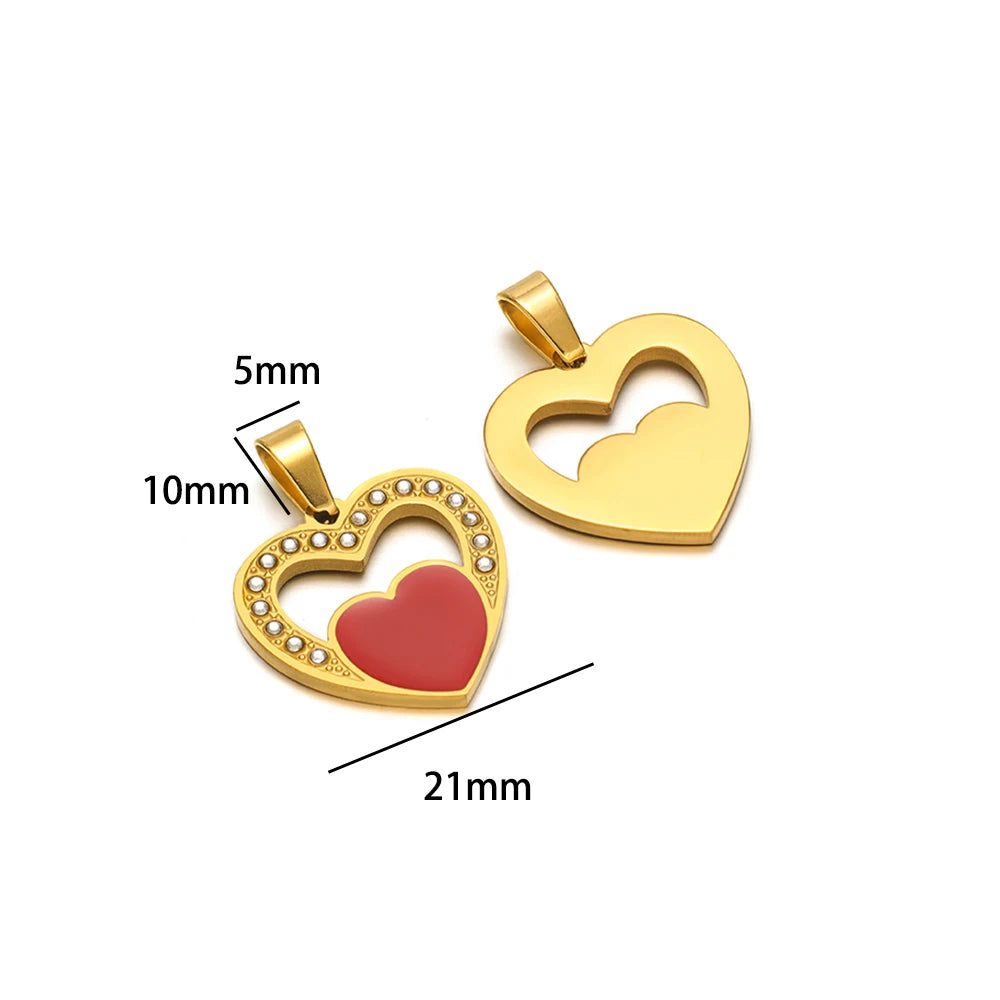 Exquisite Stainless Steel Gold Plated Dripping Oil Eyes Heart Moon Charm Pendant for DIY Jewelry Making Wholesale