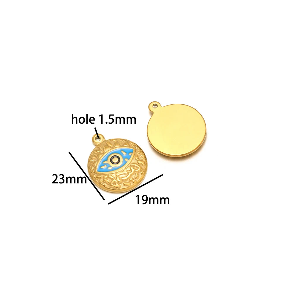 Design Dainty Enamel Eye Stainless Steel 18K Gold Plated Zircon Eyes Charm Pendant for Jewelry Earring Necklace Making