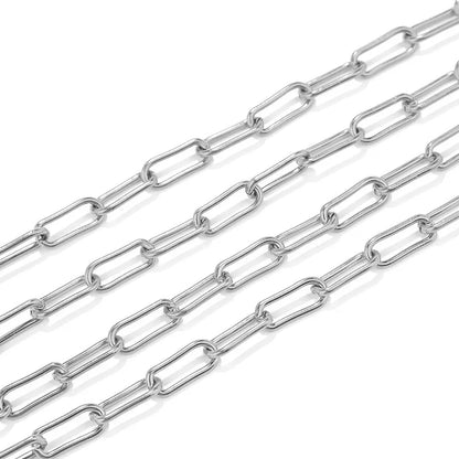 18K Gold Plated 7mm Stainless Steel Paper Clip Chain Waterproof Non-Tarnish Men's Jewelry Findings