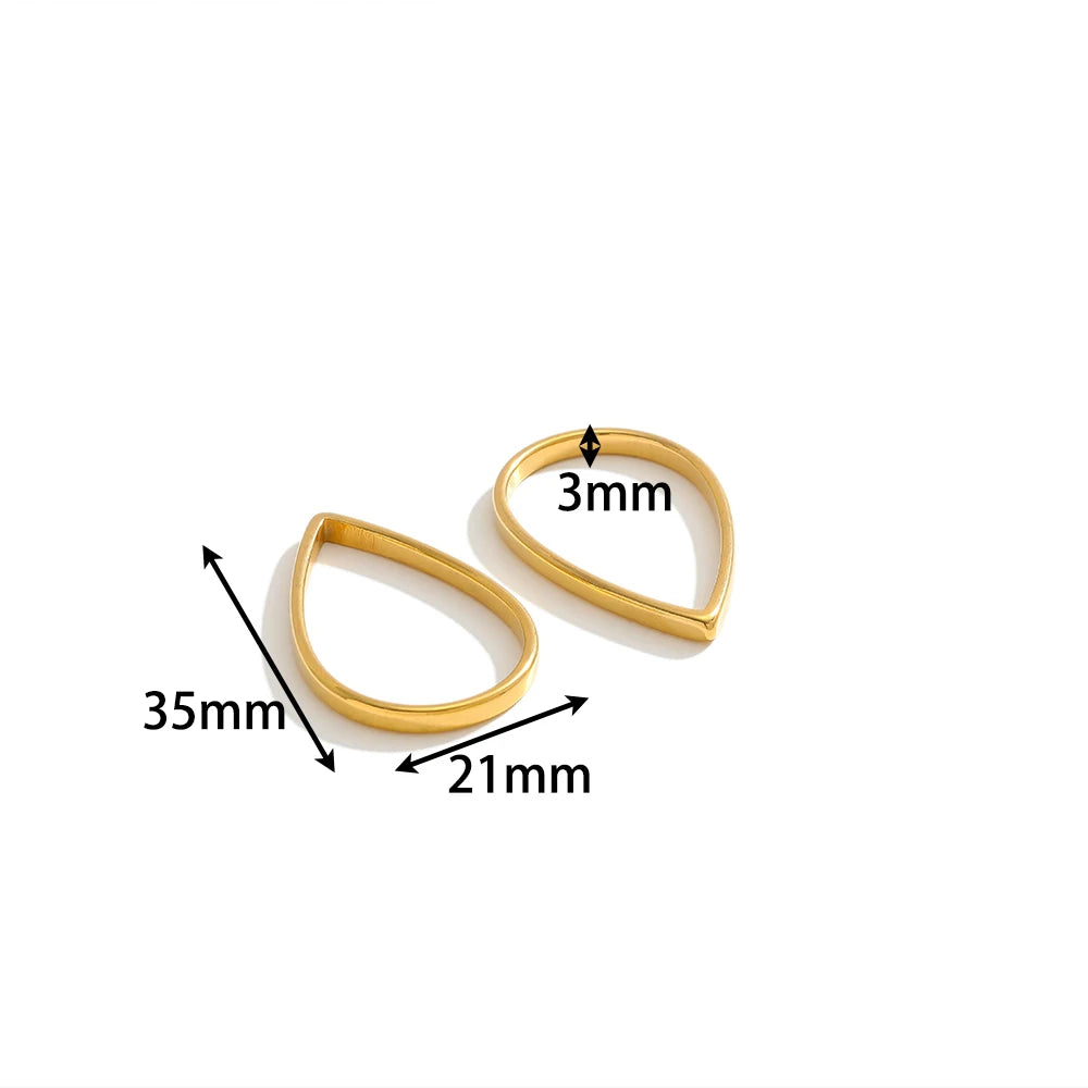 Geometric 18K  Gold Plated Stainless Steel Charm Oval Heart Square Charm Pendant for Jewelry Necklace Earring Making Accessories