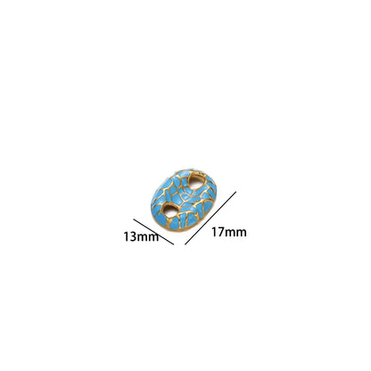 No Tarnish Stainless Steel Gold Plated Pig Nose Colorful Drop Enamel Double Hole Connection Charm Pendant for Necklace Making
