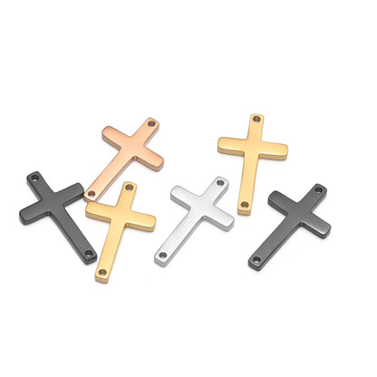 Non Tarnish 18k Gold Plated Stainless Steel Cross Charm Pendant for Handmade Necklace Jewelry Making Diy Accessories