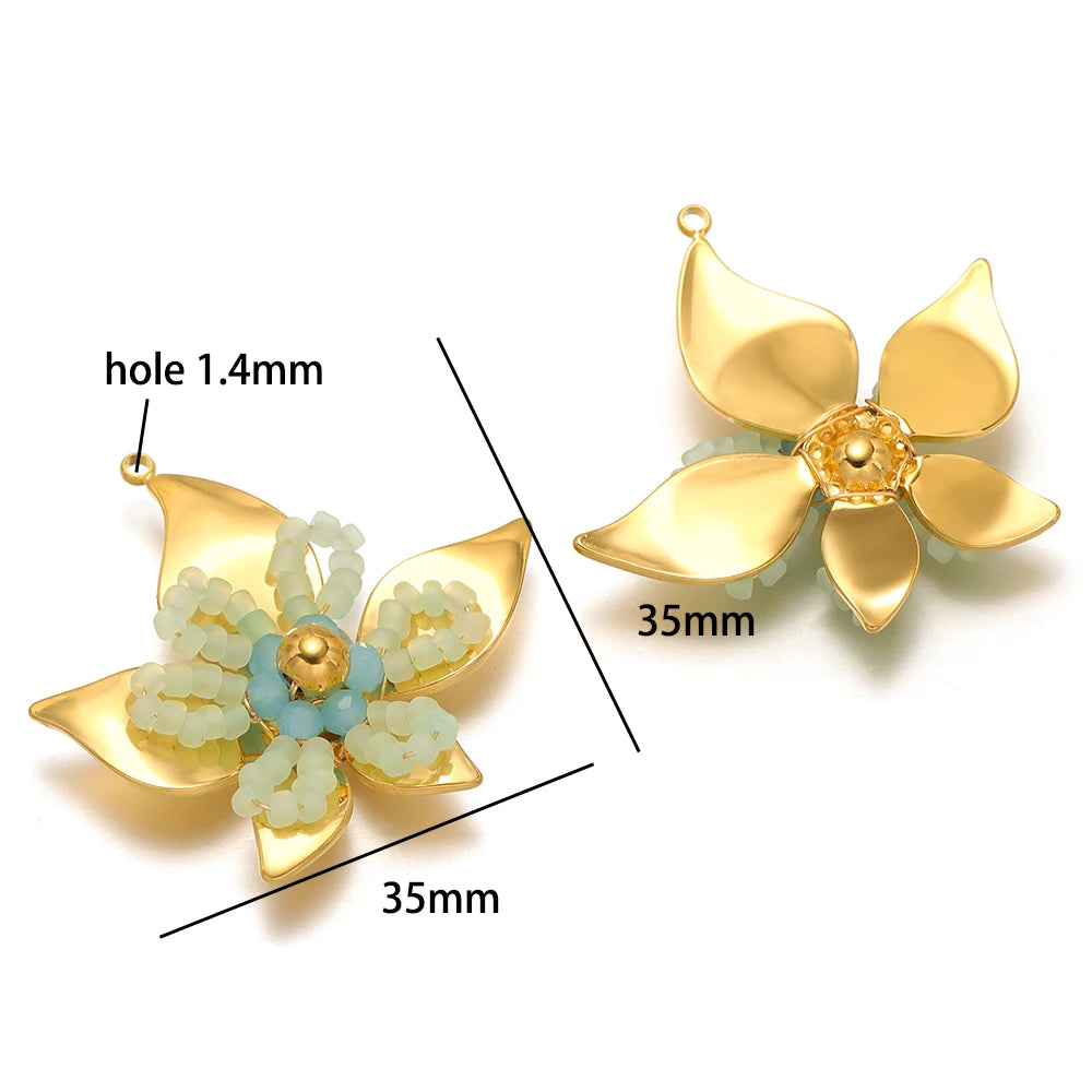 Handmade 18k Gold Plated Stainless Steel Crystal Geometric Flower Sun Charm Colorful Butterfly Pendant for Jewelry Making