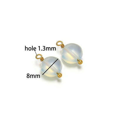 Handmade Stainless Steel 18K Gold Plated 8mm Natural Stone Charm Pendant for Jewelry Necklace Making Wholesale