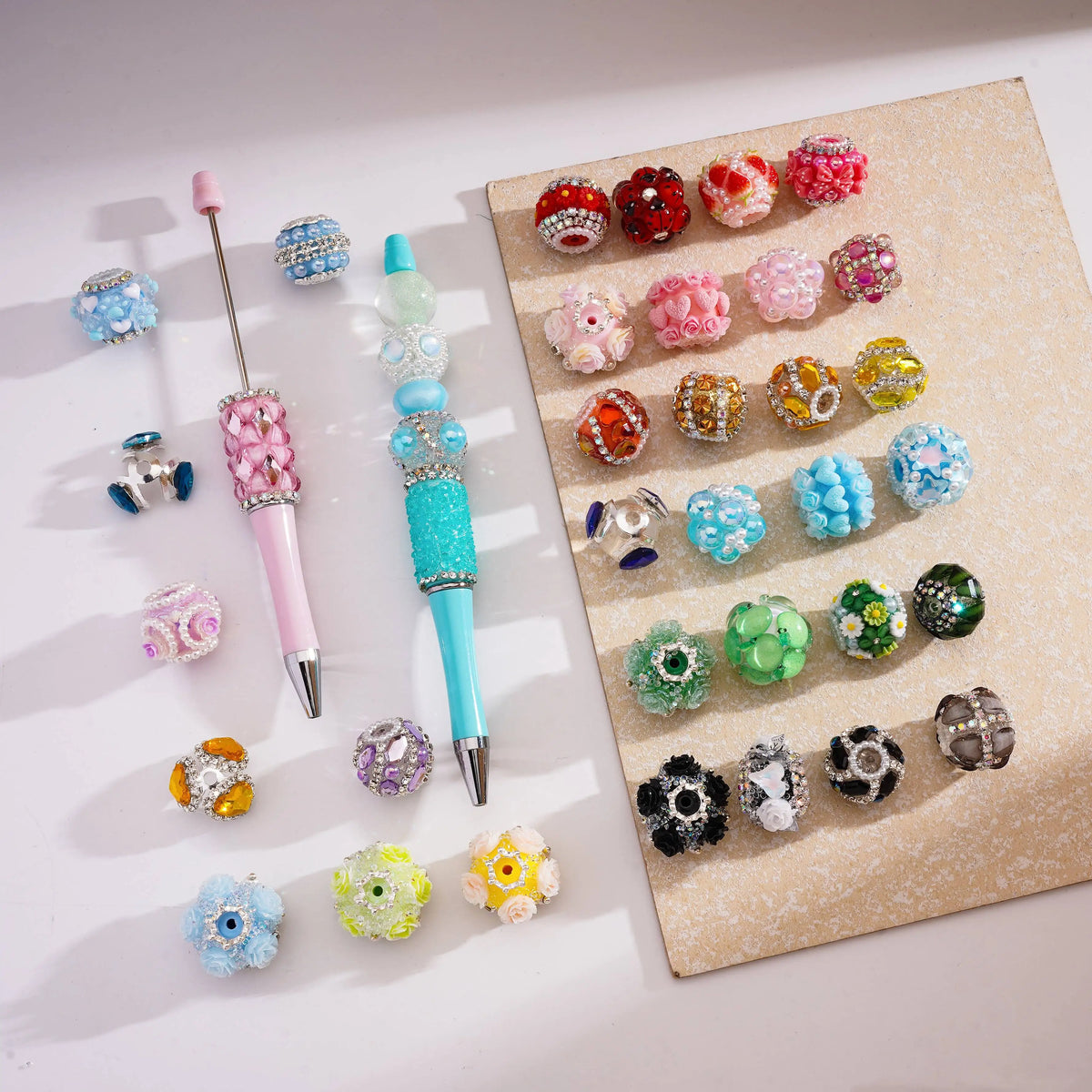 Shiny Rhinestones and Round Solid Color Acrylic Pinecone Beads for DIY Jewelry Making