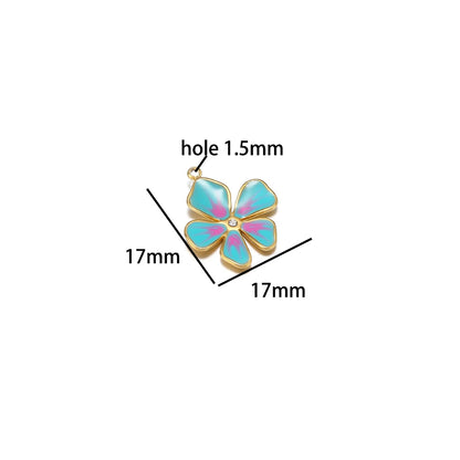 Wholesale Stainless Steel 18k Gold Plated Enamel Colored Flower Charms Pendant for DIY Women Necklace Making