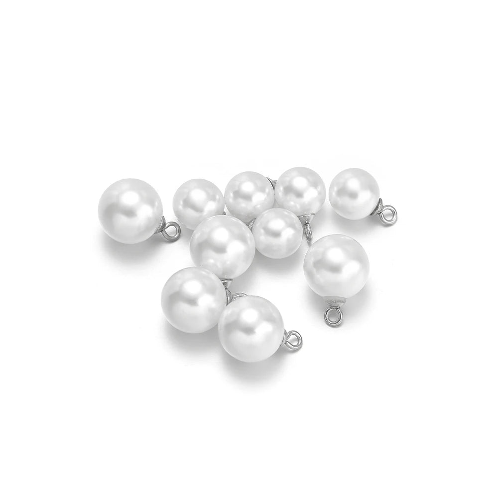 Factory Outlet Stainless Steel Gold Plated 8mm 10mm Pearls Charm Pendant for Women Lady Jewelry Making Wholesale