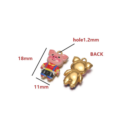 Gold Plated Pig Charm, Single-sided Color Enamel Pendant  Cute Animal DIY Jewelry Making Supplies for Necklace/Bracelet