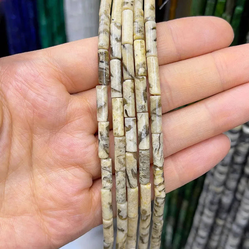 4x13mm Natural Round Tube  Stone Beads Jade Howlite Lapis Lazuli Quartz Tiger Eye Gemstone Bead for DIY Jewelry Making
