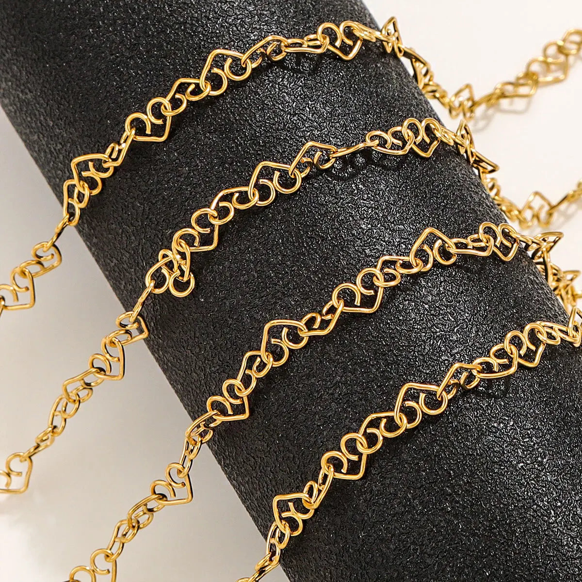 B3051 Amazing New Fashion 18k Gold Plated Stainless Steel Chain Heart Fashion Link Necklace Bracelet Chain
