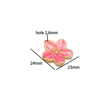 Wholesale DIY Jewelry Finding Stainless Steel 18k Gold Plated Multi Colore Flower Charm Pendants for  Jewelry Necklace Making