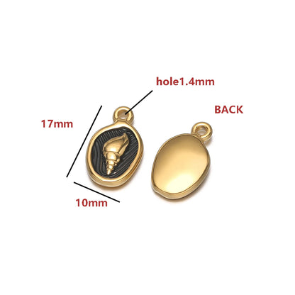 18K Gold Plated Oval-Shaped Single-Sided Drip-Style Conch Shell Pendant Multicolored Enamel Shell Charm DIY Jewelry