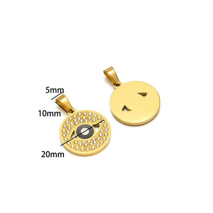 Exquisite Stainless Steel Gold Plated Dripping Oil Eyes Heart Moon Charm Pendant for DIY Jewelry Making Wholesale