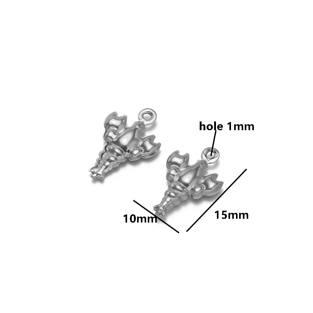 20pcs/bag Stainless Steel 18k Gold Plated Hollow Starfish Lobster Fish Shell Charms Pendant for DIY Jewelry Necklace Making