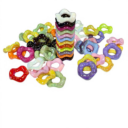 UV Finish Colorful Shiny Round Acrylic Wave Ring Loop for Pen Beads