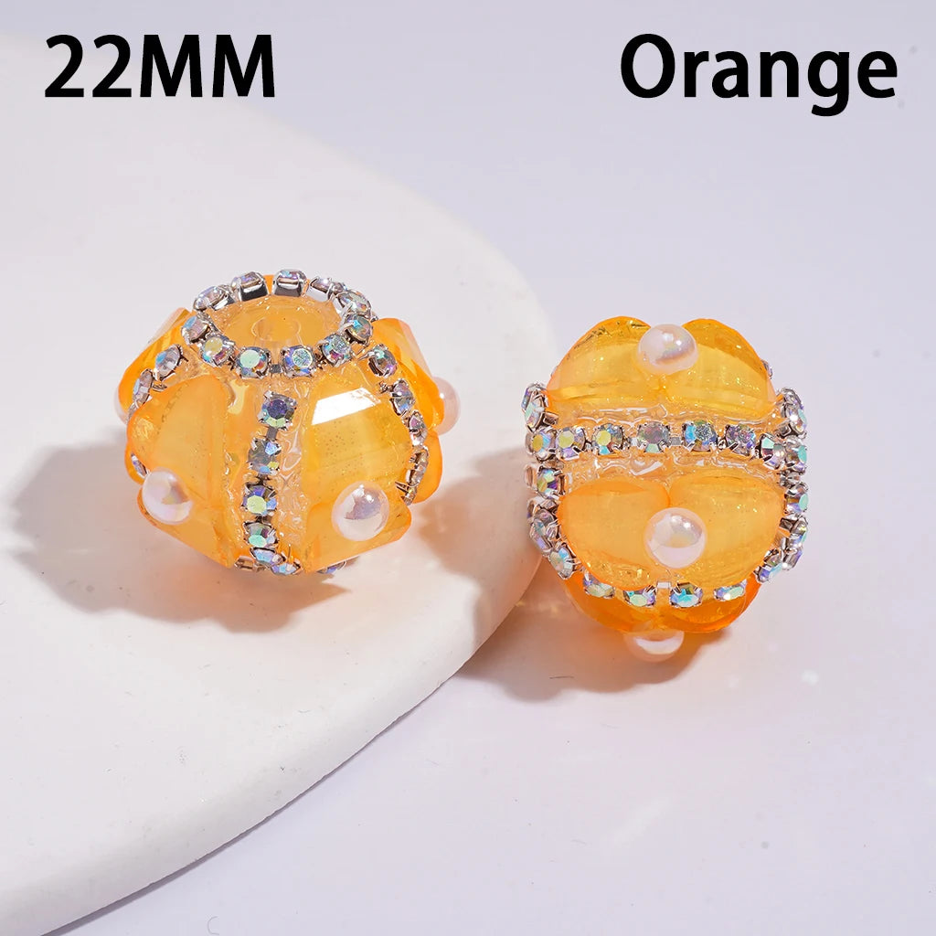 22mm Fluorescent Color Symmetrical Heart-shaped Bead Half-face Pearl Chain with Transparent Handcrafted Beads for Ballpoint Pens