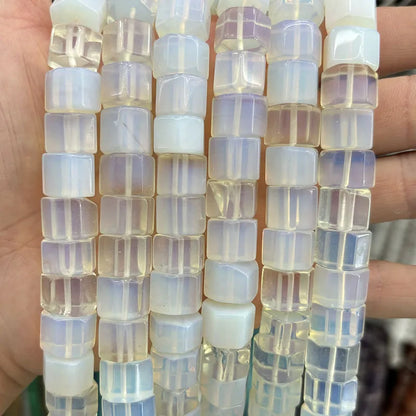 Natural Hexagon Prisms Stone Gemstone Irregular Bead, Hexagonal Rondelle Rondel Beads for DIY Jewelry Making 10x14mm, 19-20cm 8"
