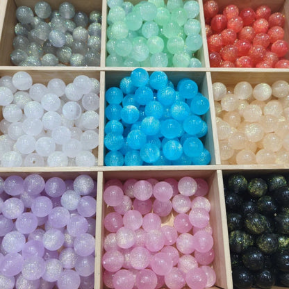 16mm   200pcs Acrylic  Star River Series Resin Shinny Glitter Beads for Pen Chunky  Necklace DIY Jewelry Making
