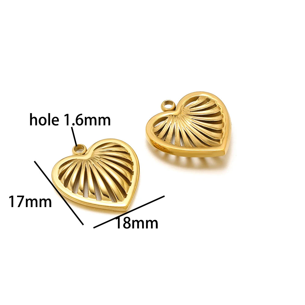 Fashion love Pendant 18k Gold Plated Stainless Steel Heart Shape Charm Pendant for DIY Jewelry Making Accessories