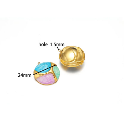 4pcs/bag Stainless Steel 18K Gold Plated Colorful Drop Oil Butterfly Heart Leaf Charm Pendant for Jewelry Necklace Making