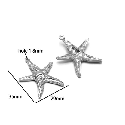 Vintage  DIY Charm 18k Gold Plated Stainless Steel Sun Starfish Flower Charm Pendant for Handmade Necklace Jewelry Making