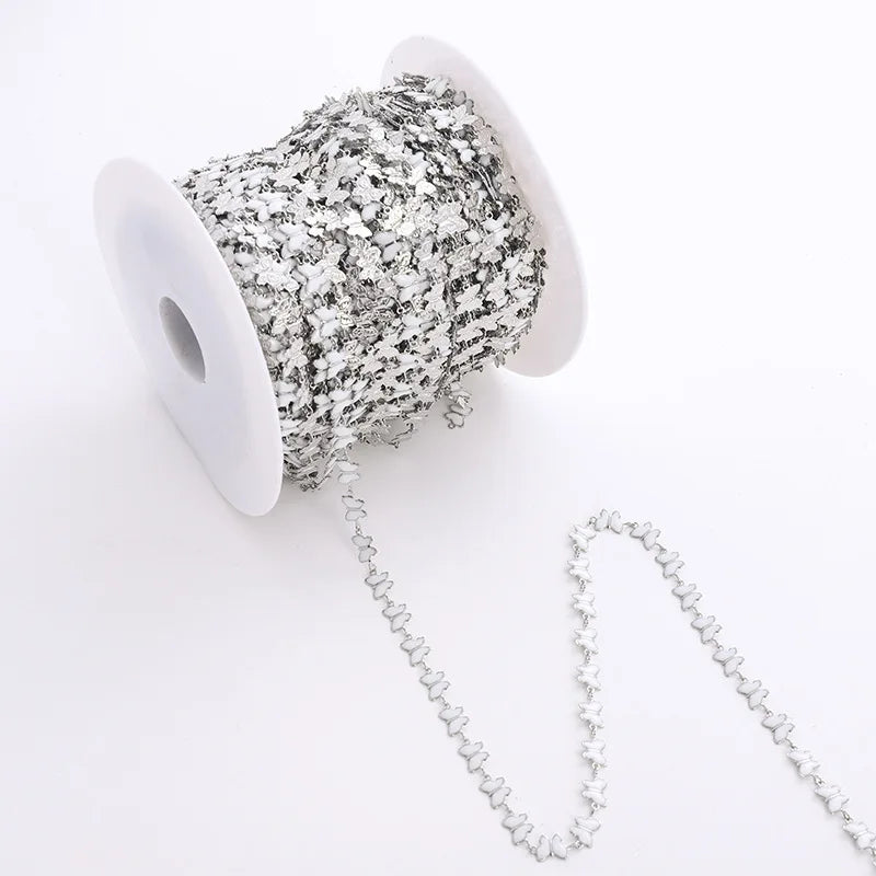 B4255 Stainless Steel Roller Chain Colorful Enamel butterfly Charm Connector Chain Waterproof Chains Making