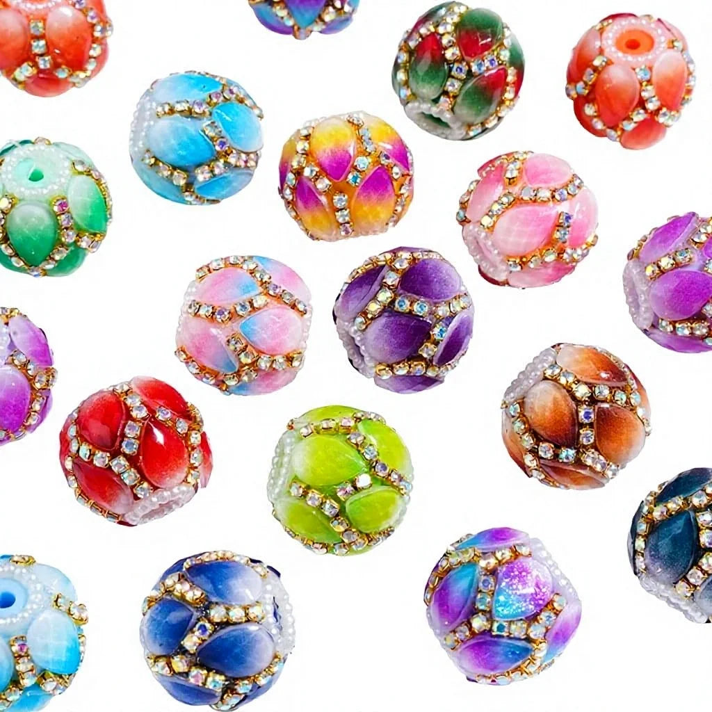 Gradient Glitter Lotus Petal Handmade Acrylic Focal Beads 20MM Multi-Color Random Mix for DIY Beadable Pen & Keychain Wholesale