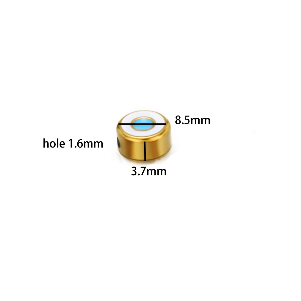 Factory Wholesale 18k Gold Plated Stainless Steel Enamel Spacer Bead Charms Pendant for Women Jewelry Necklace Bracelet Making