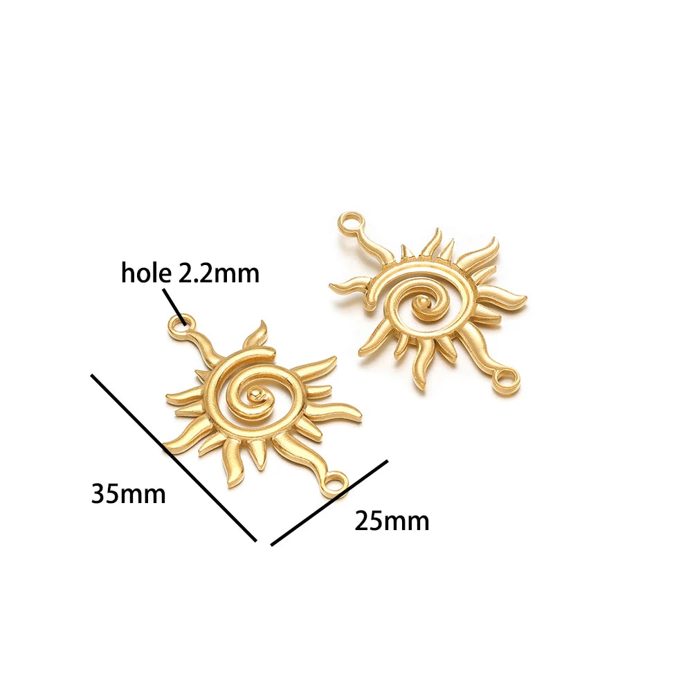 Fashion Trend  18k Gold Plated Stainless Steel Sun Star Heart Conch Charm Pendant for DIY Necklace Jewelry Making Accessories