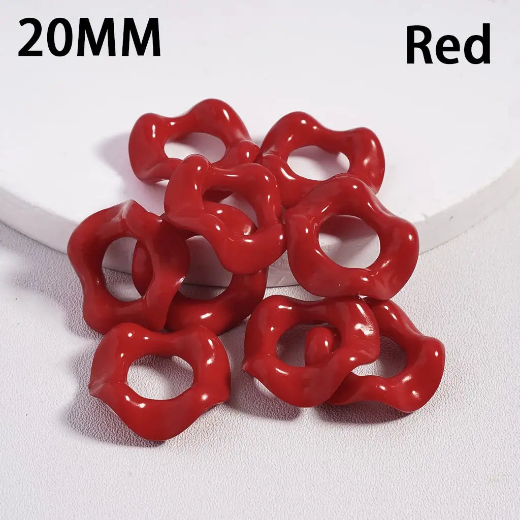 Solid Color Acrylic Beads with Wavy Shape Spacer for Pen Accessories Large Hole 20mm