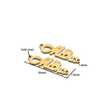 New Arrivals 18k Gold Plated Stainless Steel Crown Mama Charm Pendant for Necklace Jewelry Making Jewellery Accessories