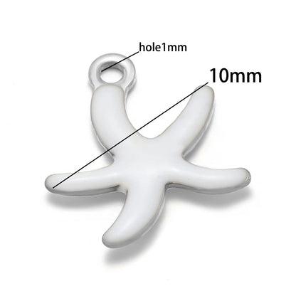 New Trendy Stainless Steel 18k Gold Plated Enamel 10mm Starfish Charm Pendant for DIY Jewelry Making Accessories Findings