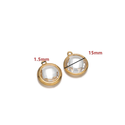 18K Gold Plated Stainless Steel Enamel Round Pendant Findings for Necklace Earrings Garment Making