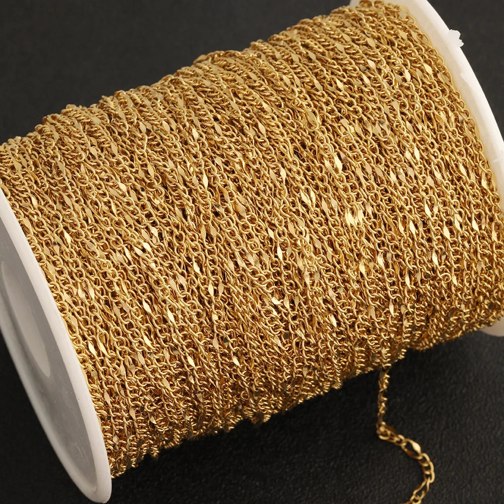 D953 Hot Waterproof Stainless Steel Chain 18k PVD Gold Plated Figaro Chain for Necklace Bracelet Making Diy