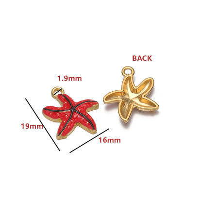 High Quality Jinrou 18K Gold Plated Stainless Steel Enamel Starfish Shape Pendant for Necklace and Earrings Jewelry Making
