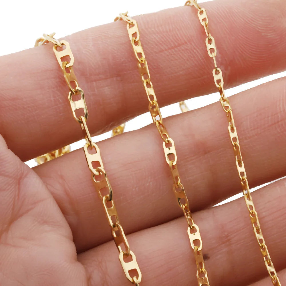 B647 Pig Nose Connector Chains 18k Gold Silver Plated Coffee Bean Chain Non Tarnished Stainless Steel Jewelry